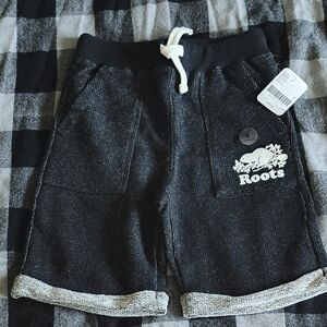 Roots Black Athletic Shorts with Drawstring *Bnwt* Sz 7